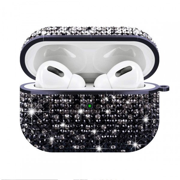 Wholesale Rhinestone Gradient Bling Glitter Sparkle Diamond Crystal Case for Apple Airpods Pro (Black)